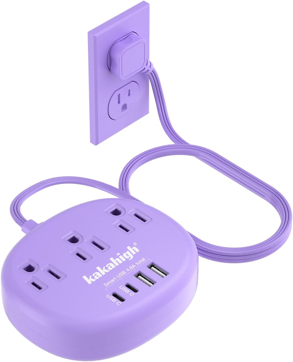 Pink Extension Cord with Surge Protected 1080J - 5 FT Kawaii Power Strip, 1625W Cute Extension Cord with 3 AC Outlet 4 USB (24W/4.8A), Compact for Cute Pink Kawaii Desk Home Essentials