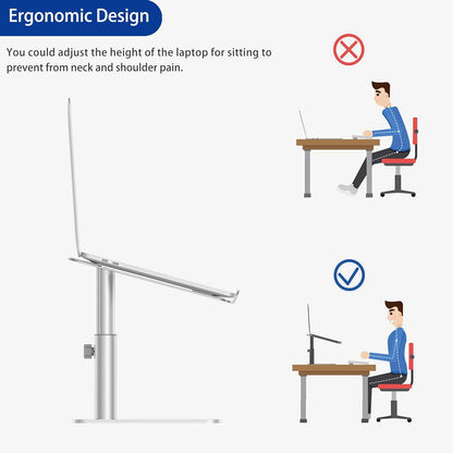 BESIGN LSX6 Computer Holder Stand, Ergonomic Adjustable Notebook Riser for Standing Work, Compatible with Air, Pro, Dell, HP, Lenovo More 10-14" Laptops, Black