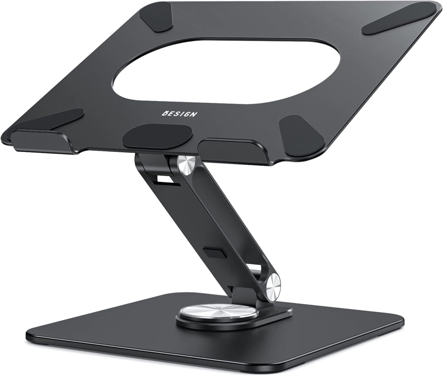 BESIGN LSX7 Laptop Stand with 360 Rotating Base, Ergonomic Adjustable Notebook Riser, Foldable Computer Holder Compatible with 10-15.6" Laptops (Black)