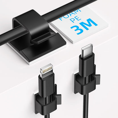 30 Pcs Small Black Adhesive Cable Clips for Cord Management Under Desk Nightstand Phone PC Charger Plug Speaker TV Cord Holder Keeper Hook Wall Wire Organizer Car Dash Cam Ethernet Christmas Light
