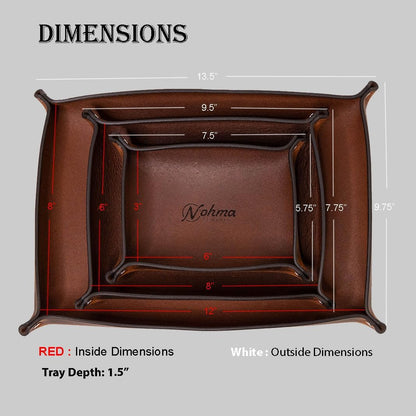 Valet Tray – Full-Grain Leather Catchall Organizer for Keys, Phone & Wallet – Rustic Nightstand & Desk Tray with Raised Sides – Handmade in USA (Vintage Brown, Small Rectangle)
