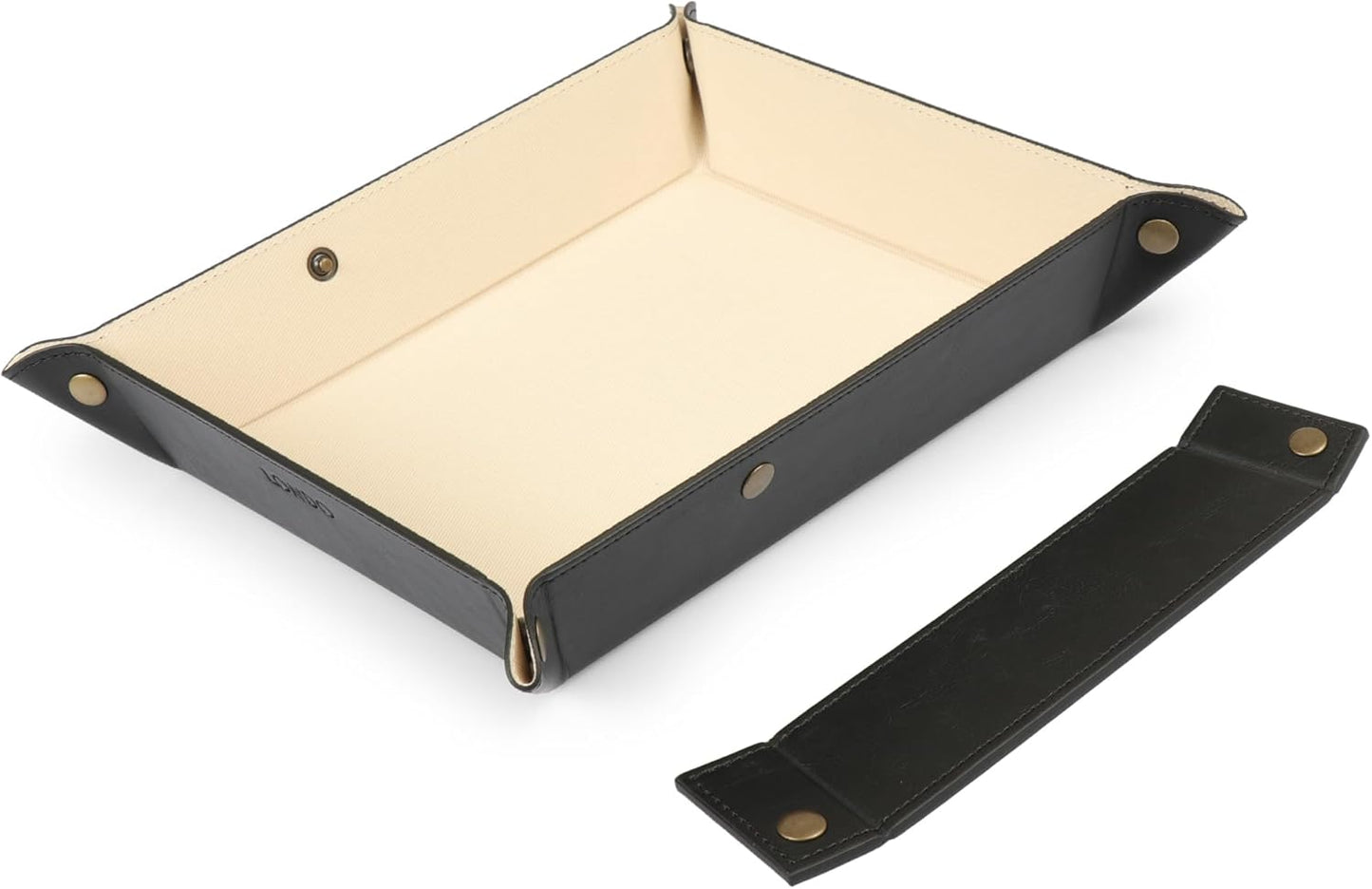 Londo Leather Tray Organizer - Practical Lightweight Water Resistant Computer Table Desk Storage Box for Wallets, Watches, Keys, Coins, Cell Phones and Office Equipment