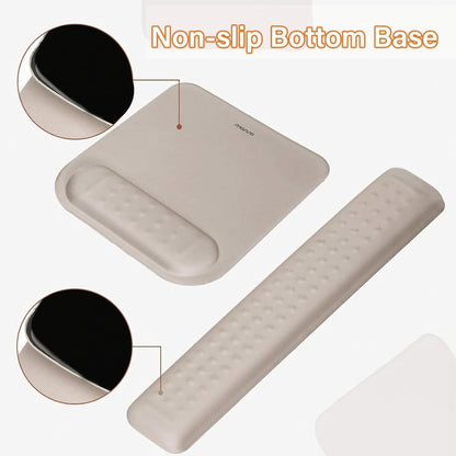 MOSISO Computer Keyboard Stand&Wrist Rest Support for Keyboard &Mouse Pad Set, Ergonomic Massage Wrist Rest Set, Easy Typing Working Acrylic Clear Stand for Office Home, Apricot