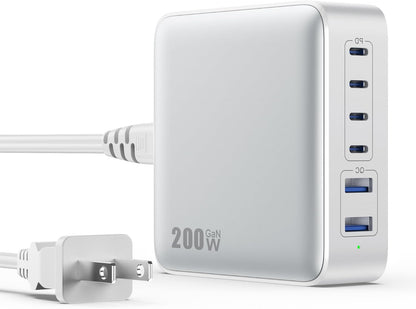 USB C Charger 200W USB C Charger Block,Upgraded GaN III 8-Port Fast Charging Station Hub,PD 65W Laptop Charging Adapter Compatible with MacBook Pro/Air,DELL,Steam Deck,iPhone 16/15/14,Galaxy S23/22