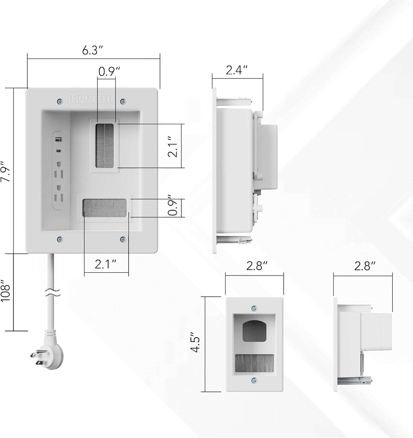 Mount-It! in-Wall TV Cable Concealer Kit with Recessed Power – Triple Outlet, 9ft Cord, and Hand Saw – Easy, Safe Cable Management for Organized TV and Home Theater Setups