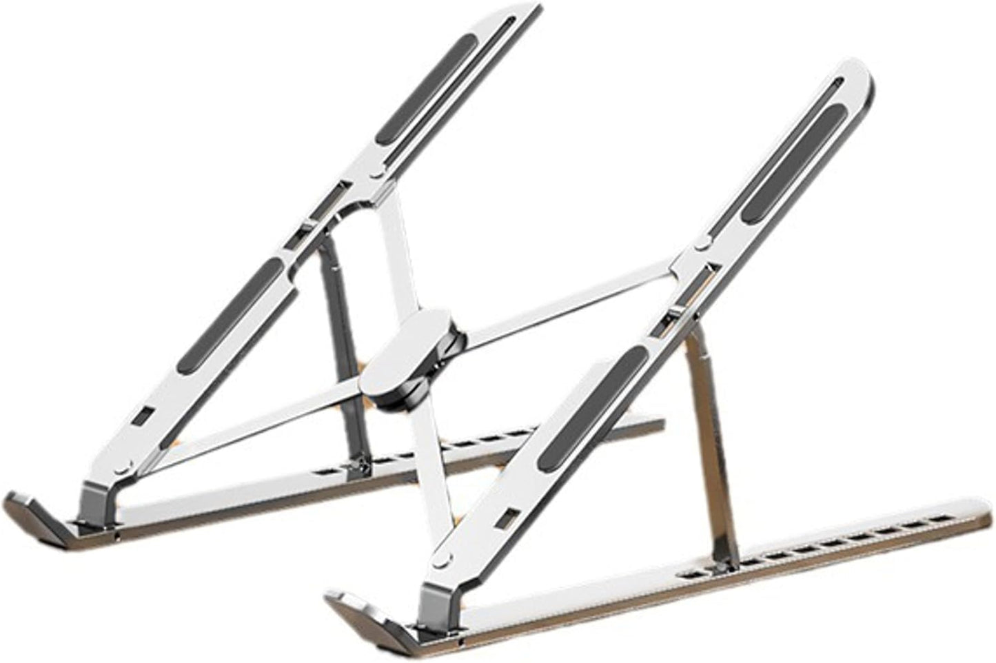 10 Positions Adjustable Aluminum Alloy Laptop Stand, Foldable Portable Holder with Hollow Heat Dissipation & Non-Slip Silicone, Collapsible Ergonomic for 17.3 Inch Below Laptops/Tablets (Silver)