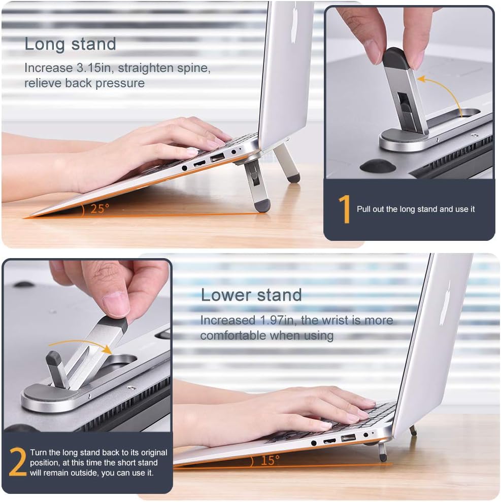 Laptop Stand for Desk,Laptop Cooling Stand,Keyboard Riser, Ergonomic Laptops Elevator for Desk, Laptop Riser Compatible with MacBook Air Pro, with Dell, with HP, More 10-15.6” Laptops