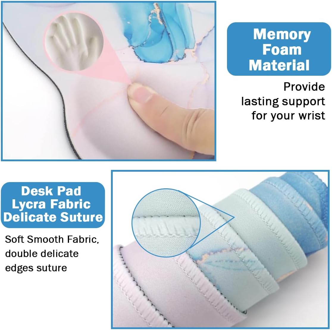Memory Foam Ergonomic Keyboard Wrist Rest Pad and Mouse Wrist Rest Support Mouse Pad Set for Office Gaming Easy Typing-Pink Fluid