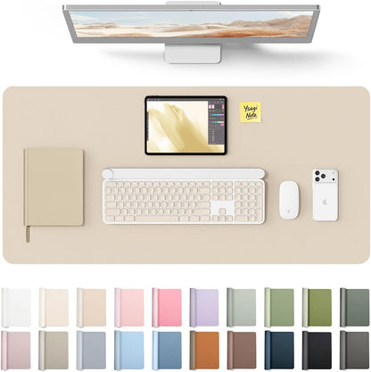YSAGi Leather Desk Protector, Office Mat, Large Mouse Mat, Non-Slip PU Leather Blotter, Laptop Pad, Waterproof Writing Pad for Office and Home (Light Pink, 23.6" x 13.8") - Colors A