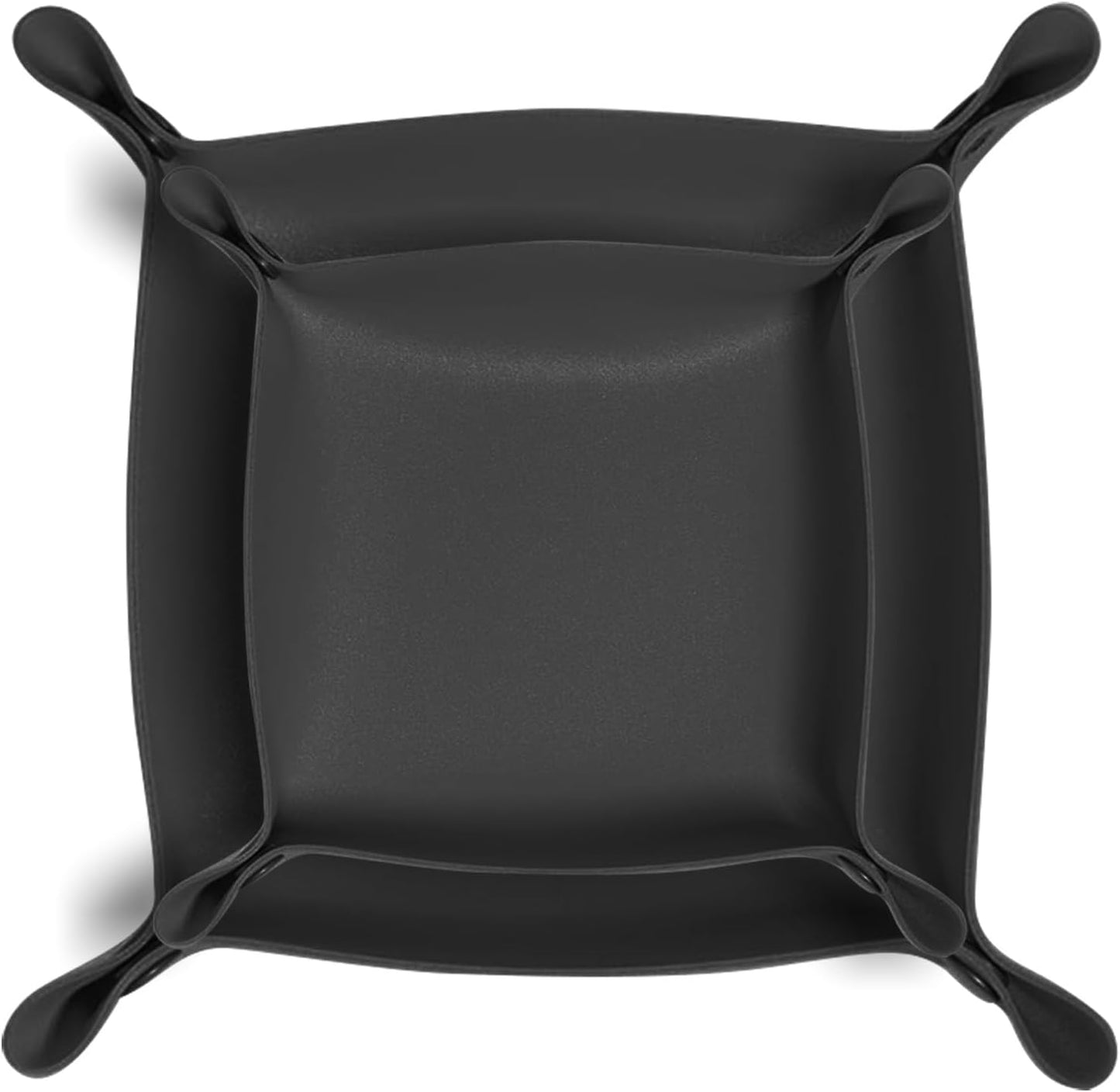 2 Pack (Size:9.84"&7.87") PU Leather Jewelry Valet Tray,Portable Entryway Table Nightstand Desk Tray Catchall Travel Plate Organizer for Phone, Keys, Wallet, Watch,Coin (Black)