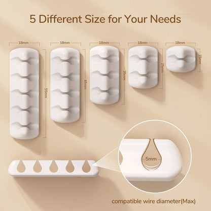 Syncwire Clear Cable Clips - Cord Holders - Self Adhesive Cable Management Organizer - Home, Office, Cubicle, Car, Nightstand, Desk Accessories - Gift Ideas Men, Women, Dad, Mom (5 Packs/15 Slots)