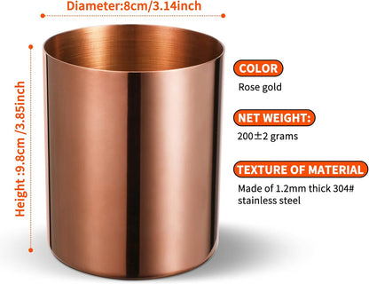 Gold Pencil Holder for Desk, 304 Stainless Steel Pencil Cup, Pen Holder Cup, Pen Pot, Makeup Brush Holder, Desktop Accessory Stationery Organizer