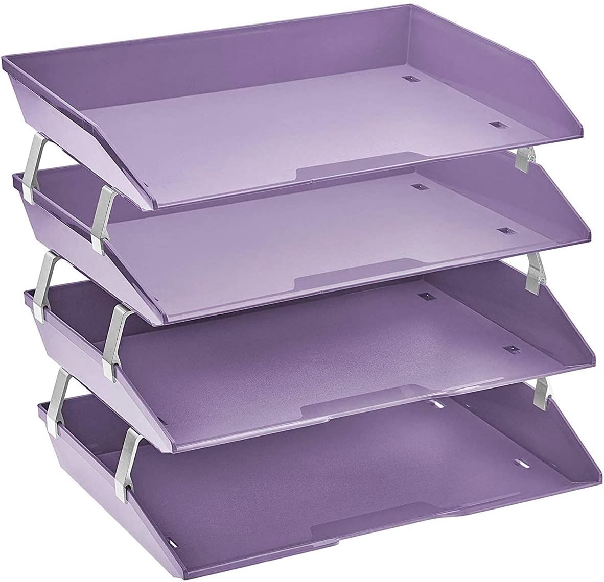Acrimet 3 Tier Paper Letter Tray Side Load Letter Size, Office Desk File Document Organizer Plastic (Clear Crystal Color)