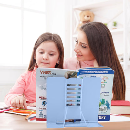 Honagu Metal Desk Book Holder, Hands Free Adjustable Cookbook & Document Holder, Portable Bookstand for Music Books, Textbooks, Recipes, Tablets & iPads (Purple)