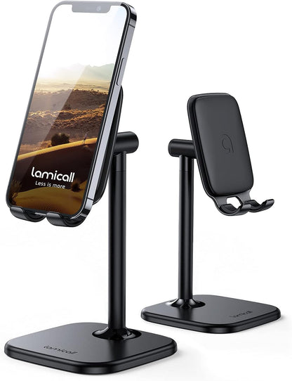Lamicall Cell Phone Stand for Desk - Adjustable Mobile Phone Holder Dock for Table, Desktop, Office, Compatible with iPhone 13 12 11 X Xr Pro Max 8 7 6 Plus, Mini, More 4-10'' Cellphone and Tablets