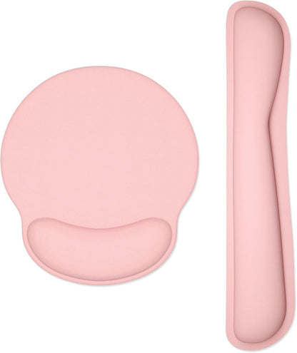 Dapesuom Keyboard Wrist Rest and Mouse Pad with Wrist Support, Cute Memory Foam Cushion for Keyboard and Mouse Set, Ergonomic Desktop Pad Rests with Non Slip Base for Easy Typing & Pain Relief, Pink