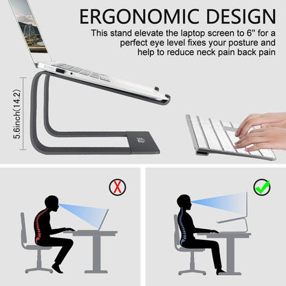 Urmust Adjustable Laptop Stand for Desk Aluminum Computer Stand for Laptop Riser Holder Notebook Stand Compatible with MacBook Air Pro Ultrabook All Laptops 11-17 inch (Black)