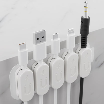 CHARGEWORX Pack of 5 Magnetic Cable Clips, Adhesive Cord Organizer for Desk, Nightstand, Wall or Car, Wire Holder for USB-C, Lightning and Micro-USB Cables