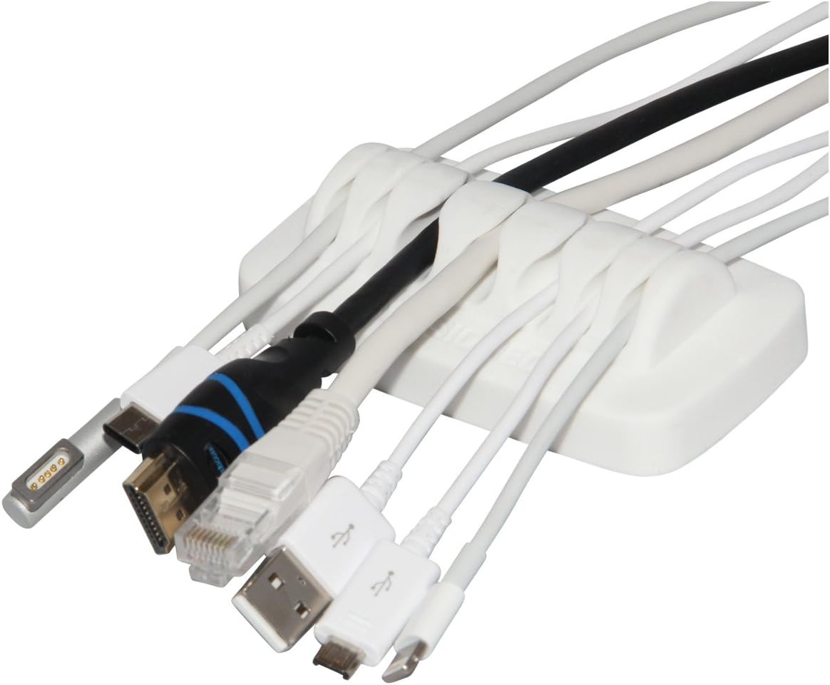 Heaviest Cable Organizer on The Market! Compact and Weighted Desktop Cord Holder and Cable Organizer, Eco-Friendly Silicone, No Bad Smell, Bundled with 4 Reusable Cable Ties! (Black)