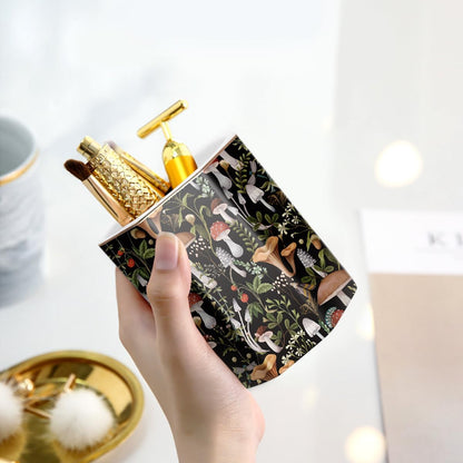 WAVEYU Ceramic Pen Holder for Desk Cute, Pencil Cup Pot Desk Organizer, Makeup Brush Holder for Women, Men, Kids, Desk Marble Decor for Office, Classroom, Home, Gray Golden
