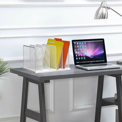 Kuntine.B Desk File Organizer 5 Sections Upright Mesh Desktop Organizer File Sorter Office Organization File Holder for Home, Office & Classroom
