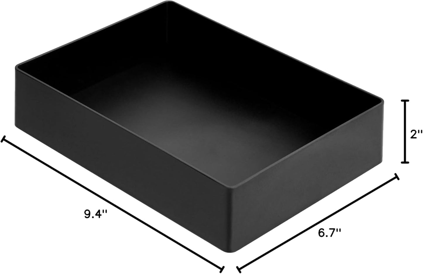 Amazon Basics Rectangular Plastic Desk Organizer with Storage Trays, Accessory Tray for Office Supplies and Pen Holder, 9.4 x 6.7 x 2 inch, Black