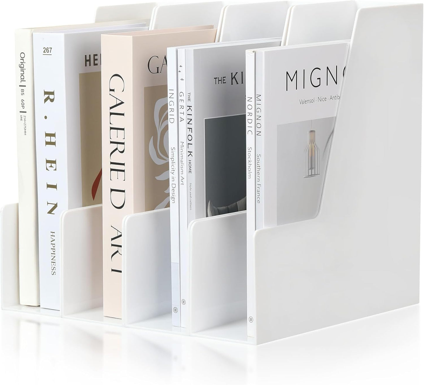 CiWiVOKi Vertical Magazine File Holder, Desk Organizer and Storage for Magazines, Binders, Notebooks, Envelopes, Multi-Purpose Desktop File Organizer for Home, Office & Classroom, 4 Pack, Black