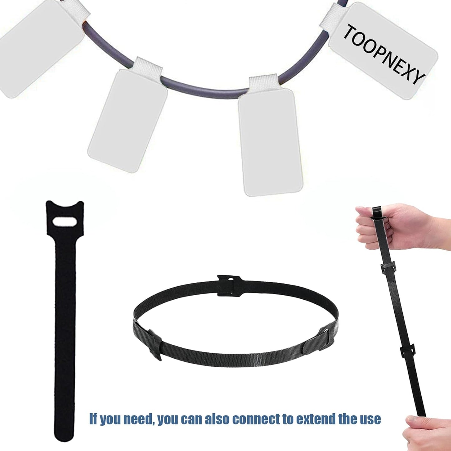 60 Pieces Cable Labels & Reusable Hook and Loop Fastening Ties Set - 30 Pieces Cord or Wire Labels & 30 Pieces Labels for Electronic Cords, Home & Office Cord Management