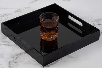 KEVLANG Clear Sturdy Acrylic Serving Tray with Handles-12x16Inch-Serving Coffee,Appetizer,Breakfast,Butler-Kitchen Countertop -Makeup Drawer Organizer-Vanity Table -Ottoman