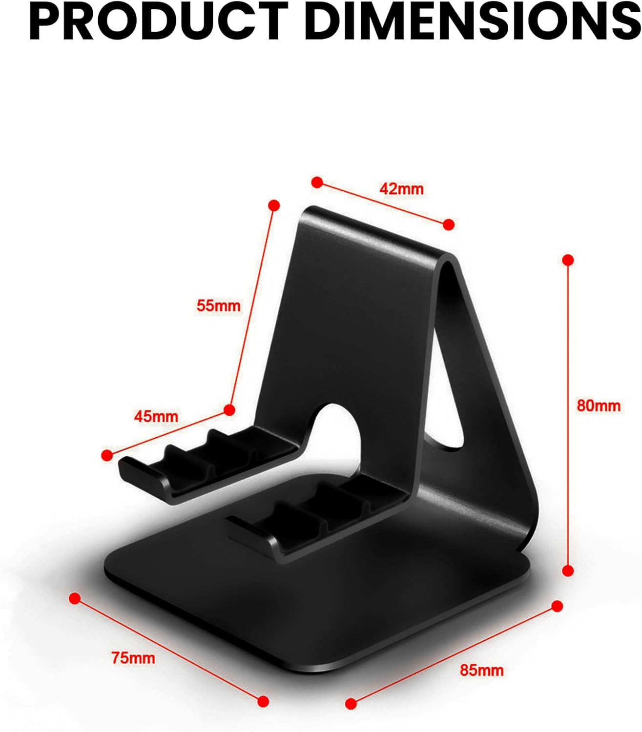 Foldable Phone Stand for Desk | Six Position Adjustable Folding Bracket for Cell Phone | Black Cellphone Holder for Desk & Smartphone Stand | Cellphone & Accessories for Men & Women