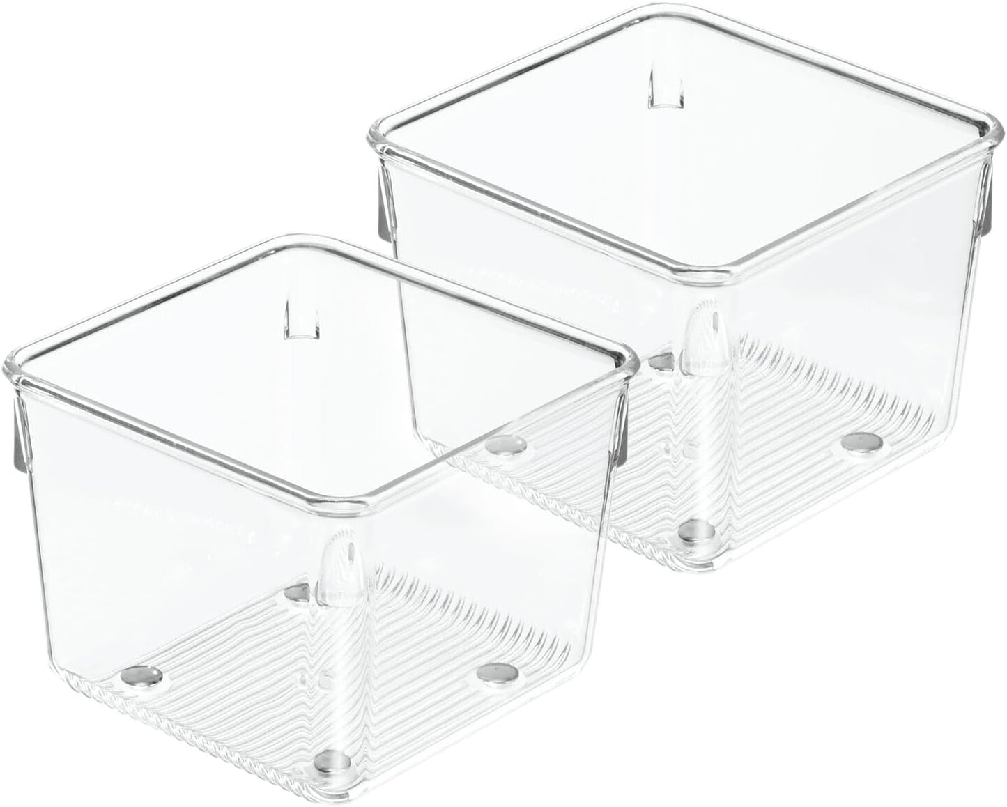 iDesign Plastic Drawer Organizer Bins - Storage for Kitchen, Bathroom, and Desk Drawers - Set of 6 - Clear