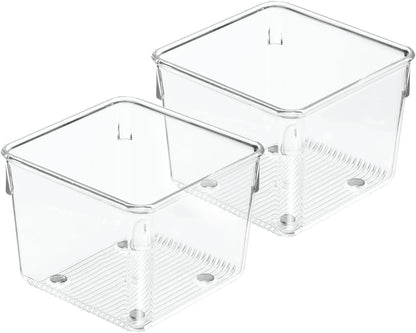 iDesign Plastic Drawer Organizer Bins - Storage for Kitchen, Bathroom, and Desk Drawers - Set of 6 - Clear