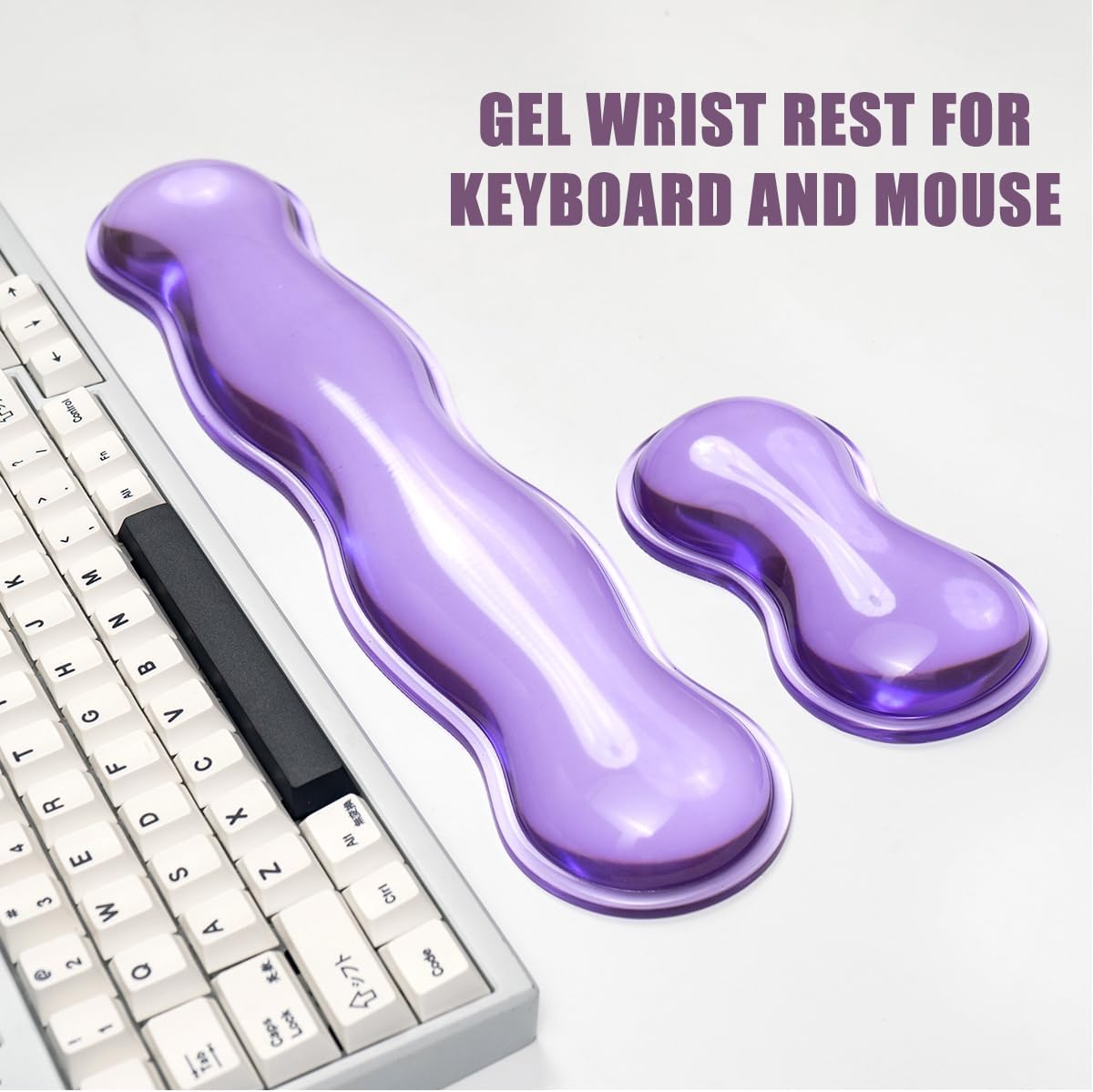 Clear Gel Wrist Rest for Keyboard and Mouse, Green Silicone Mouse Wrist Rest Set, Cute Ergonomic Wrist Rest for Keyboard 60%/75%(Green)