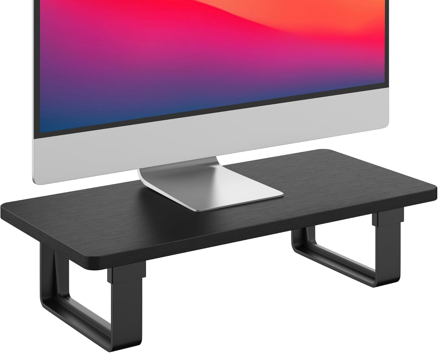Monitor Stand Riser with 50 LB Capacity, Stable Wood Computer Monitor Stand for Desk Organizers, Anti-slip Computer Riser Monitor Shelf for PC Laptop Notebook Printer Computer iMac, Rustic Brown