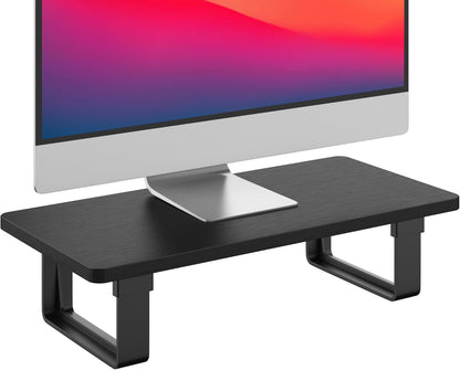 Monitor Stand Riser with 50 LB Capacity, Stable Wood Computer Monitor Stand for Desk Organizers, Anti-slip Computer Riser Monitor Shelf for PC Laptop Notebook Printer Computer iMac, Rustic Brown