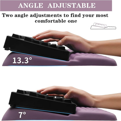 Computer Keyboard Stand Pad with Wrist Rest, Ergonomic Comfy Tilted Keyboard Stand Riser Holder Pad for Office Home (Black)