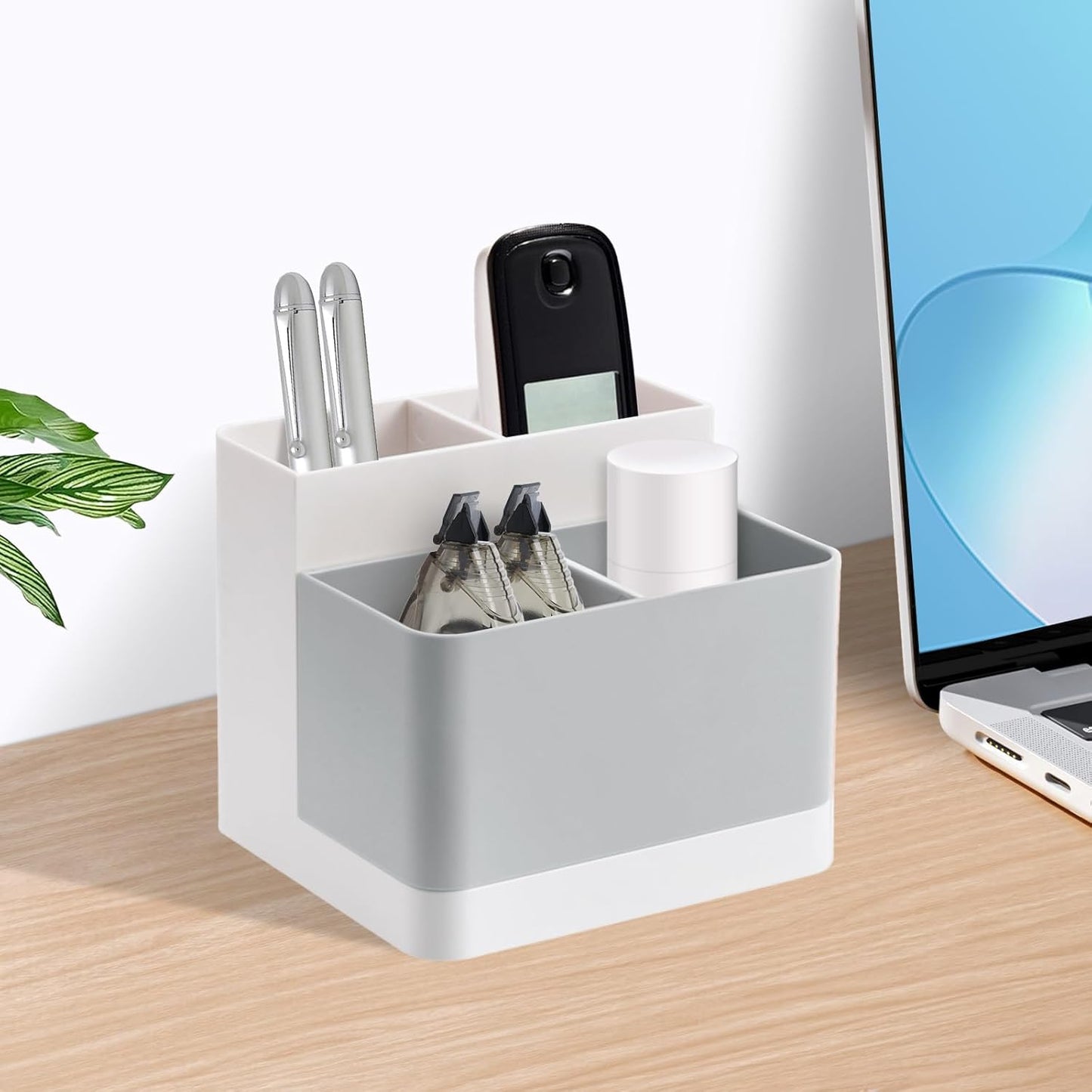 Poeland Desktop Storage Organizer, Pen and Pencil Cases Boxes, Pen or Pencil Holder Box Container for Desk, Office Supplies, Vanity Table Tan