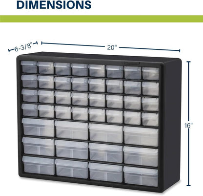 Akro-Mils 24-Drawer Plastic Drawer Storage Cabinet for Garage Organization, Bead Organizer, Building Bricks Storage, Teacher Toolbox, Makeup Organizer, 20" W x 6" D x 16" H, 10124 Black