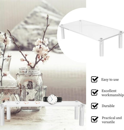 iplusmile Clear Acrylic Jewelry Stand 7.87X3.14X1.96In Single-Tier Display Organizer for Bracelets Watches and Accessories Compact Home Decor Display Shelf Riser