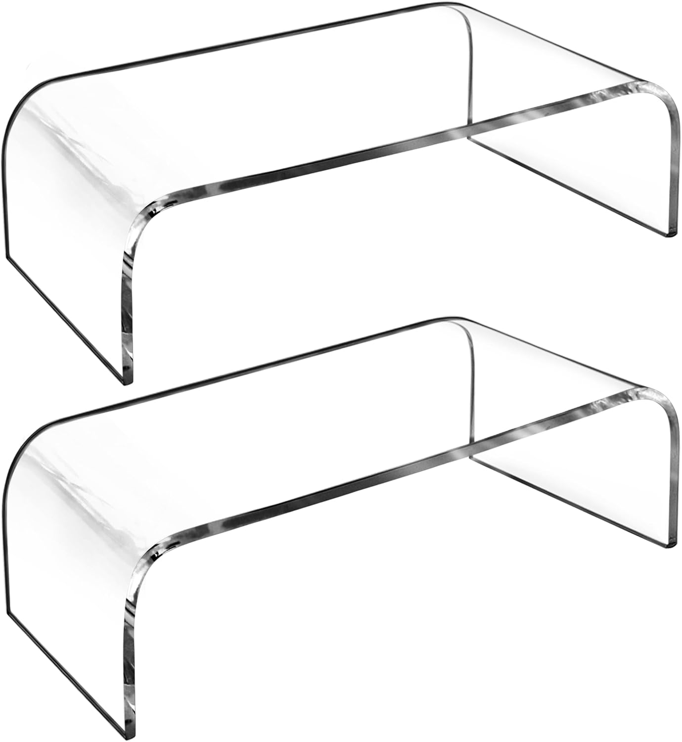 AMT Acrylic Laptop Monitor Stand & Computer Riser with Cat Keyboard Protector, Space-Saving Design, Extra Storage, Clear Shelf - Ideal for Monitors, Laptops, Printers, Desktop Decor