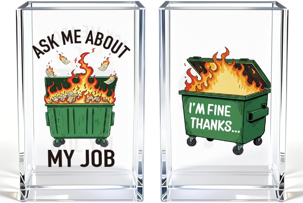 Everything is Figureoutable Acrylic Cosmetic Pencil Pen Holder Cup, Emotional Dumpster Fire Pencil Pen Holder Cup, Therapy Gifts, Mental Health Gifts for Women Colleague Boss Teacher