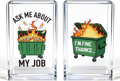 Everything is Figureoutable Acrylic Cosmetic Pencil Pen Holder Cup, Emotional Dumpster Fire Pencil Pen Holder Cup, Therapy Gifts, Mental Health Gifts for Women Colleague Boss Teacher