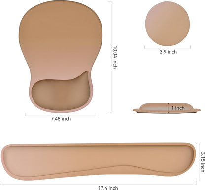 Wrist Rest Support for Mouse Pad Keyboard Set Circle Coaster Gaming Mouse Pad Ergonomic Gel Memory Foam Set for Computer, Laptop, Office, Pain Relief, Comfortably Typing Flowers KM-39