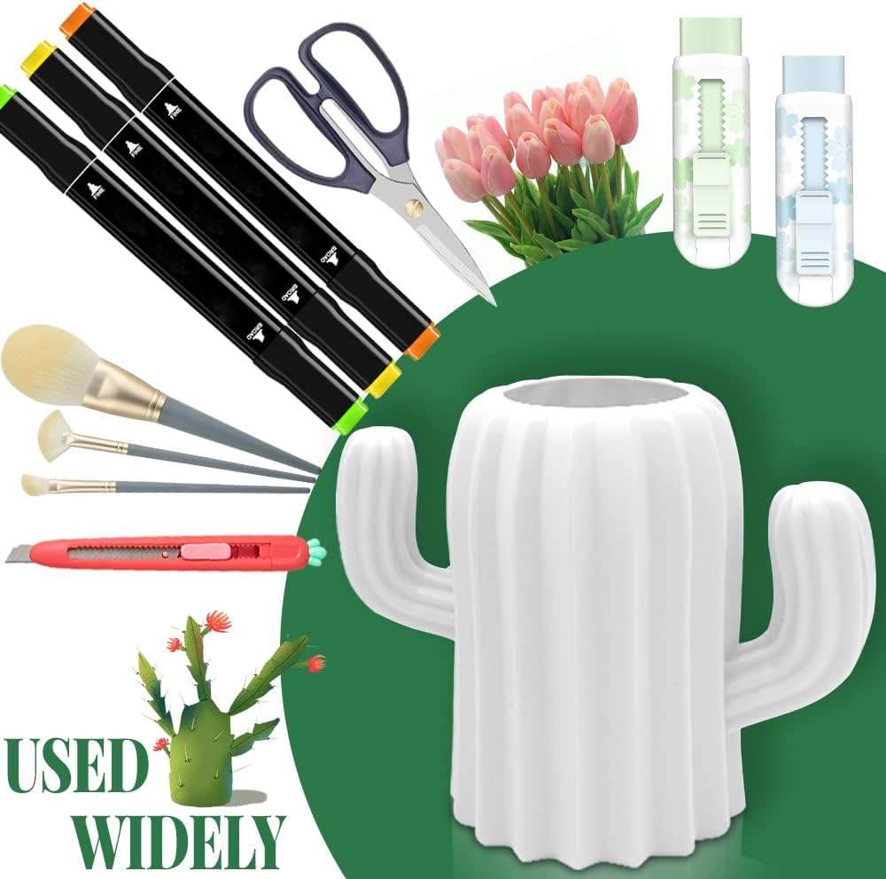 LeonBach 3 Pack Cactus Pen Holders for Desk,Cute Pencil Holders Succulent Pen Cups Cactus Office Classroom Decor Boho Desk Accessories Makeup Brush Holder Toothbrush Holder for Home School Office