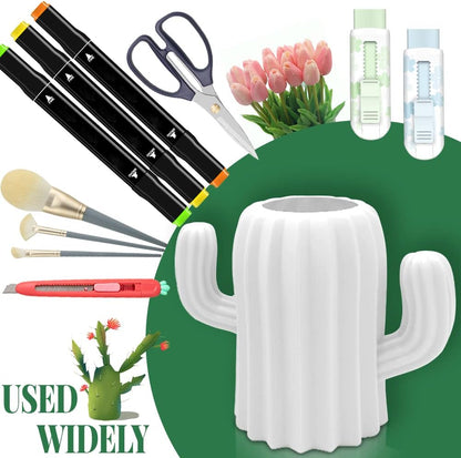 LeonBach 3 Pack Cactus Pen Holders for Desk,Cute Pencil Holders Succulent Pen Cups Cactus Office Classroom Decor Boho Desk Accessories Makeup Brush Holder Toothbrush Holder for Home School Office