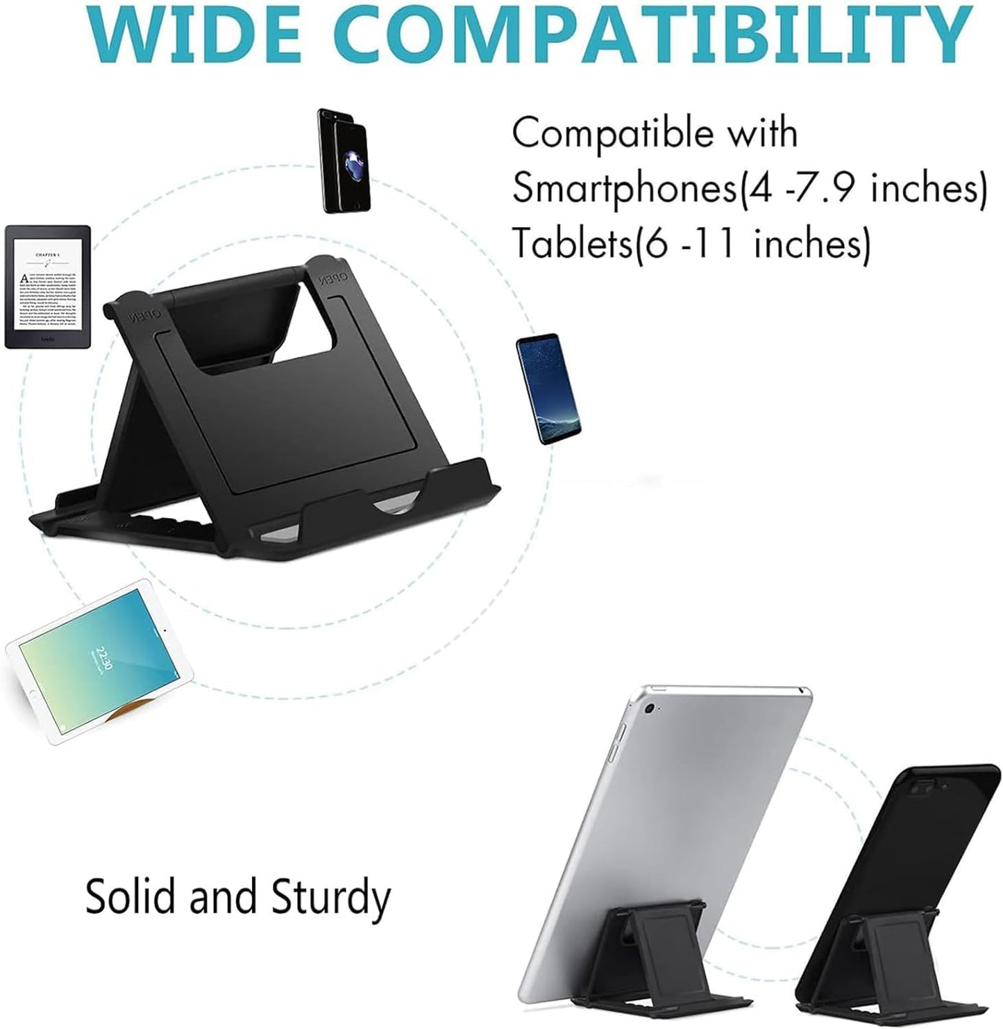 COOLOO Cell Phone Stand 4 Pack, Tablet Stand Multi-Angle, Universal Phone Stand for Desk,Compatible Phone 13 12 Pro Plus All Android Smartphones,(Black)