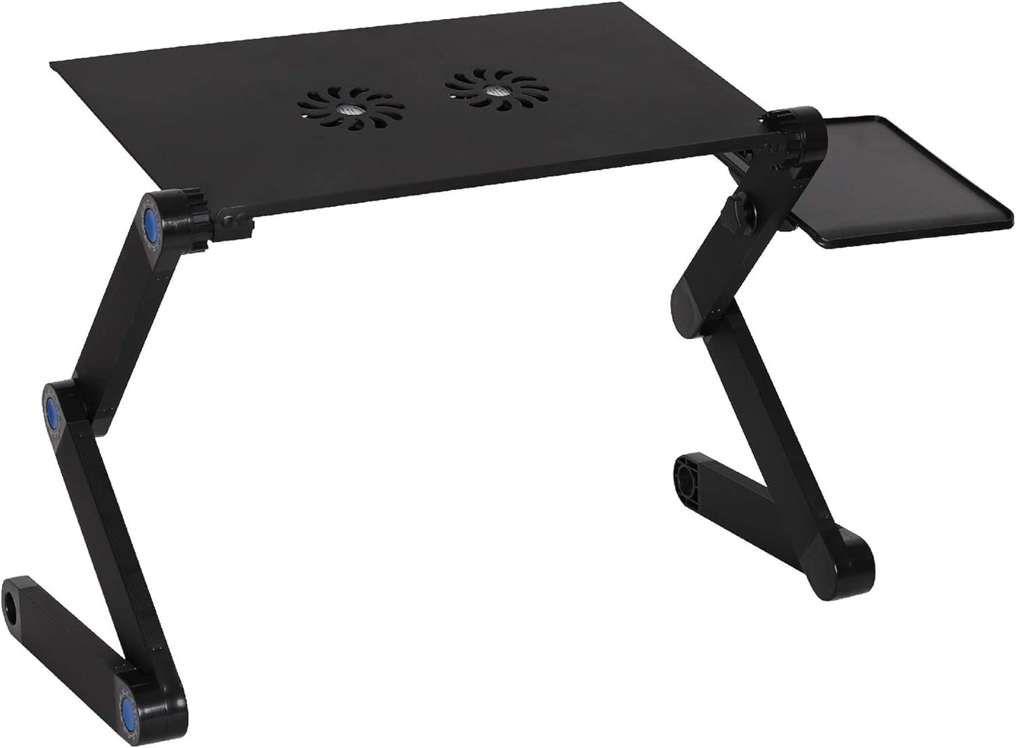 Foldable Aluminum Laptop Desk Adjustable Portable Laptop Table Stand with 2 CPU Cooling Fans and Mouse Pad Ergonomic Lap Desk for Bed and Sofa Up to 17 Inches