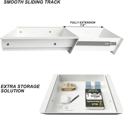 Under Desk Mounted Sliding Drawer with 60 Degree Tilt Panel to Pull Out, 15'' Long & 9'' deep Large Storage Organizer for Sit Stand Workstation
