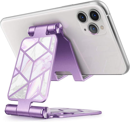 i-Blason Cell Phone Stand for Desk, Cell Phone Holder, Fits All Smart Phones, iPhone 16 15 14 13 Pro Max, Foldable Phone Stand Holder, Marble