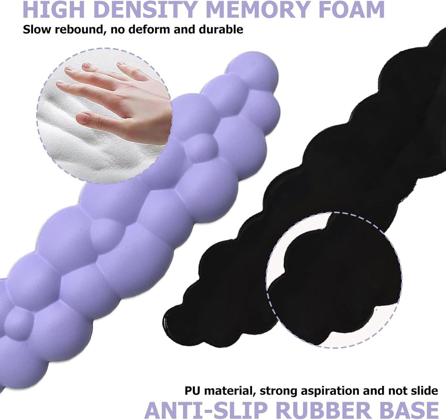 Ergonomic Keyboard Wrist Rest, PU Leather Memory Foam Cloud Wrist Rest for Computer Keyboard, Mouse Wrist Rest and Keyboard Pad for Gaming, Office, Computer, Laptop, Typing Pain Relief, Pastel Pink